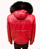 Leather bomber jacket