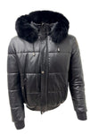 Leather bomber jacket