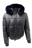 Leather bomber jacket