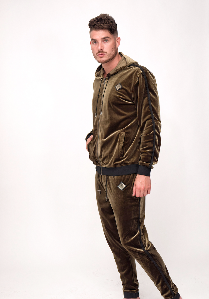 Black velvet tracksuit mens clearance